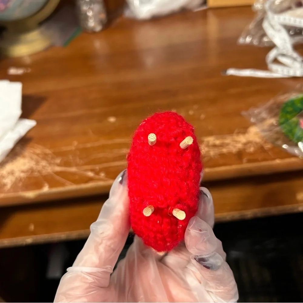 Red Fuzzy Sheep Christmas Ornament - “Candles”